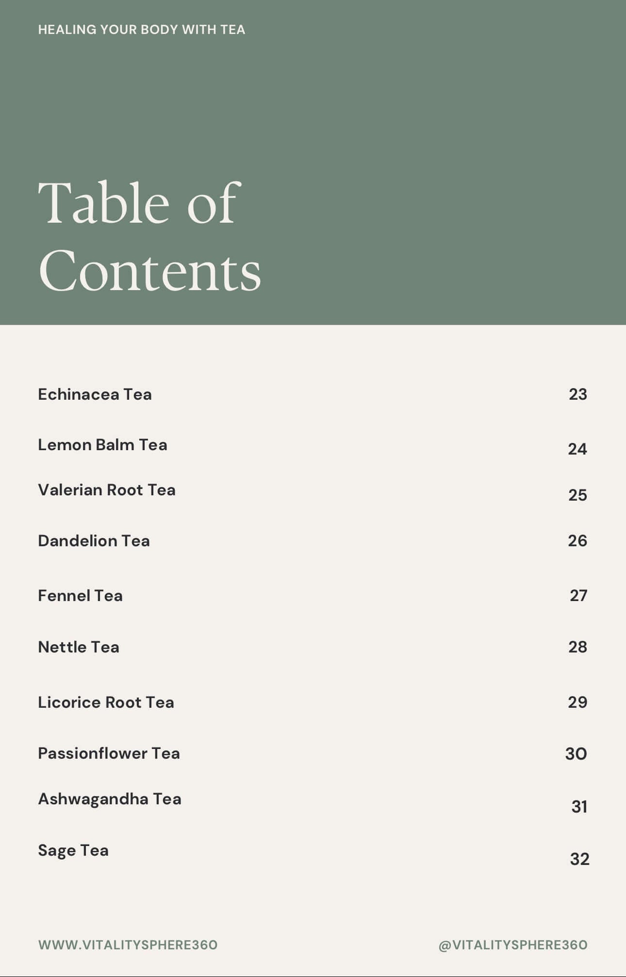 eBook on tea remedies – chapters overview