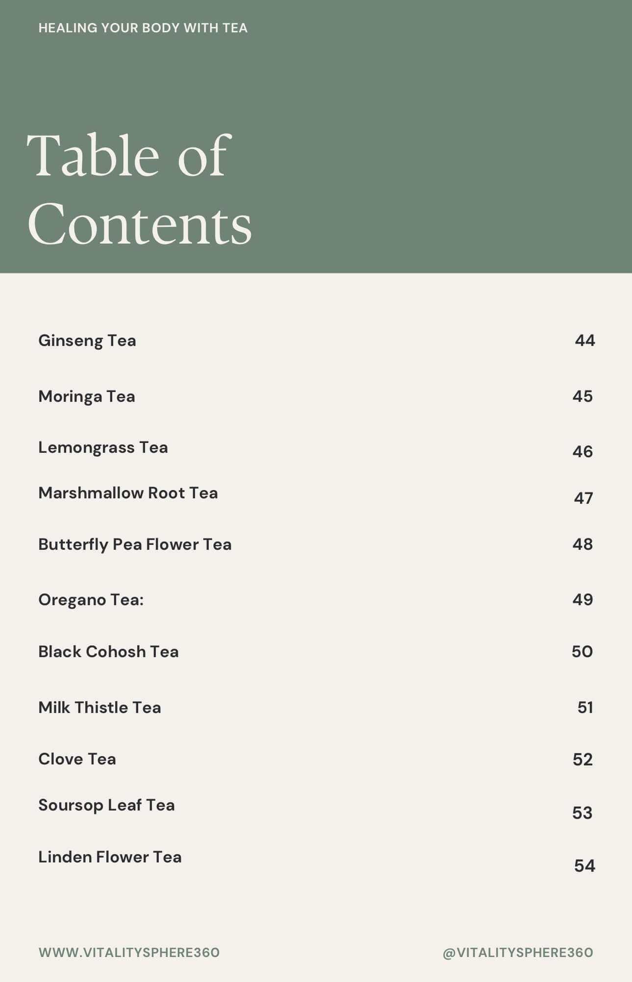 Natural health book – contents on herbal tea benefits