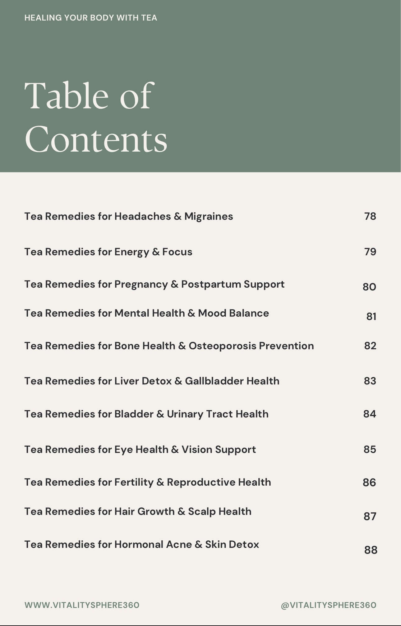 Natural health book – contents on herbal tea benefits