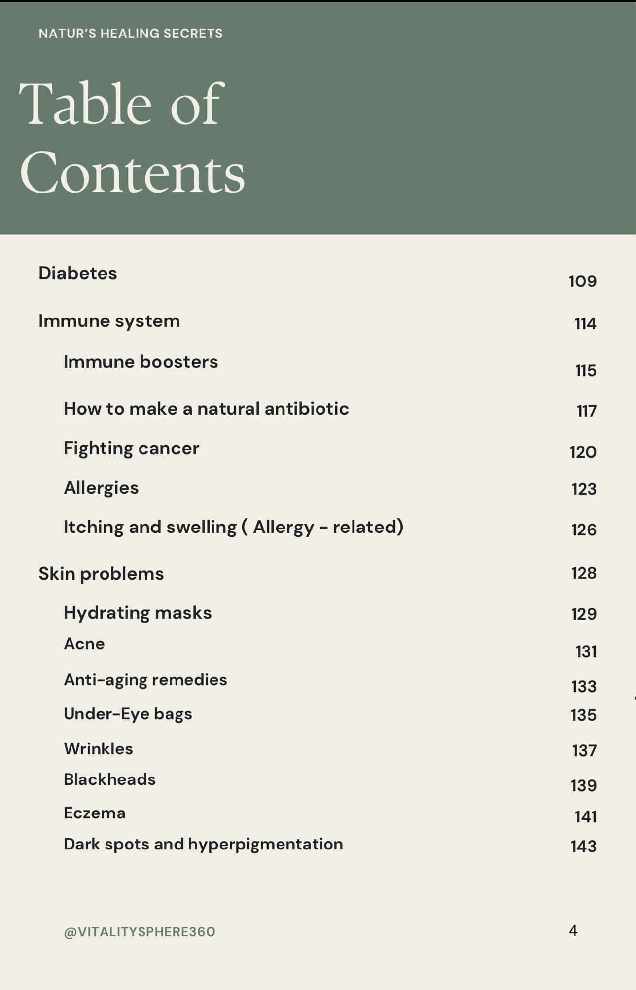 Nature’s Healing Secrets eBook – list of healing topics page 3