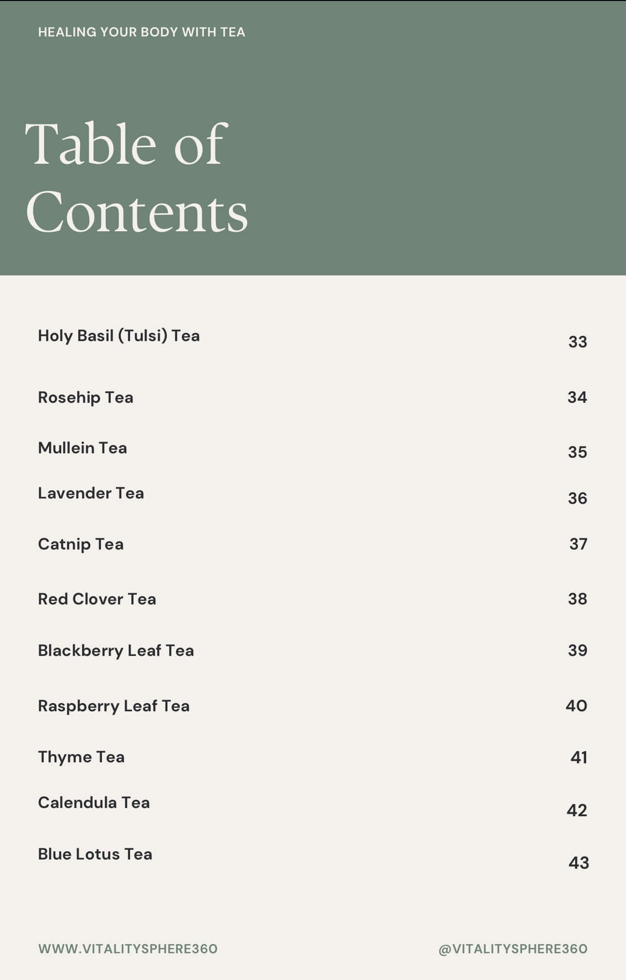 Natural health book – contents on herbal tea benefits