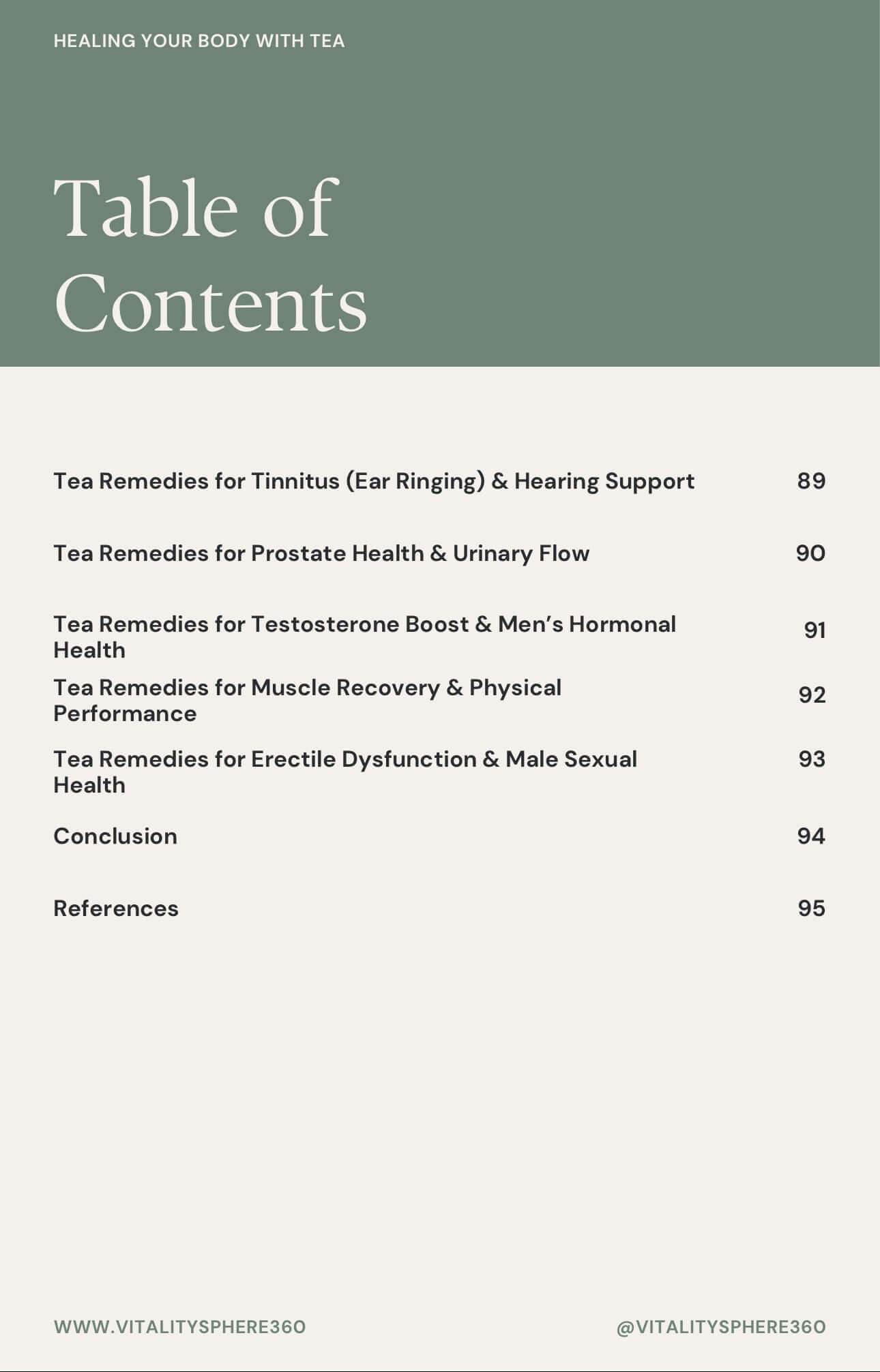 Natural health book – contents on herbal tea benefits
