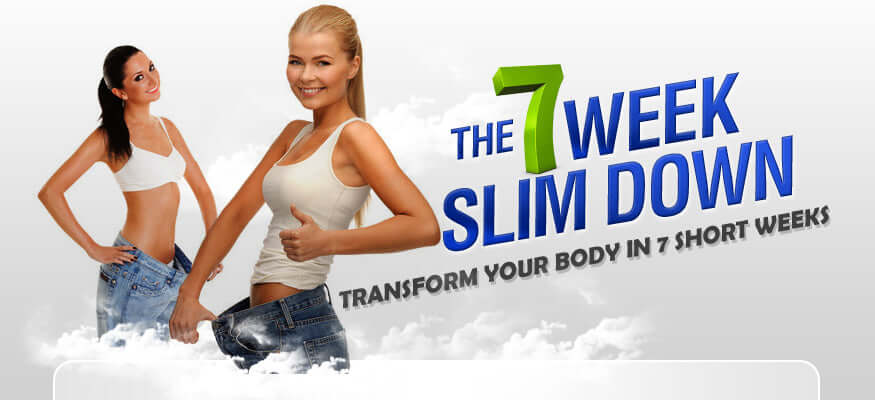 Healthy couple promoting the 7 Week Slim Down – natural fat loss and wellness