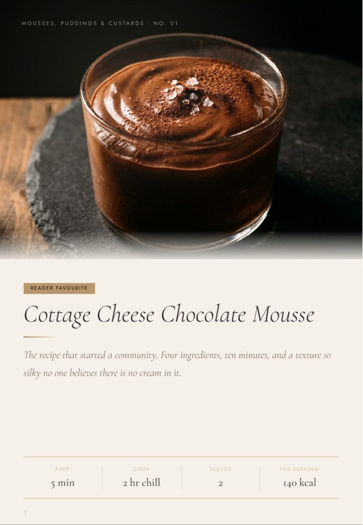 Cottage Cheese Chocolate Mousse recipe spread from The Signature Collection