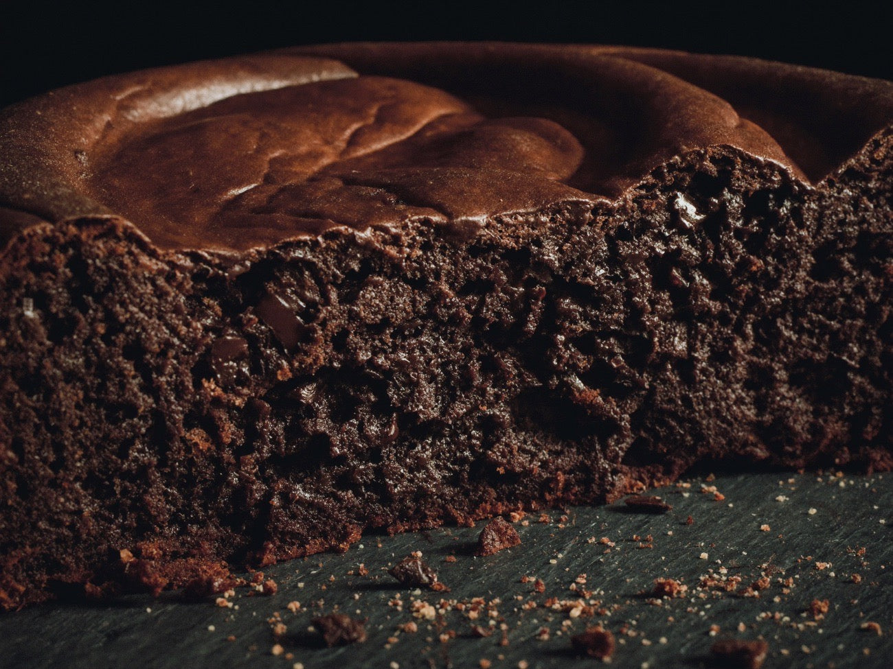 Stack of fudgy chocolate brownies