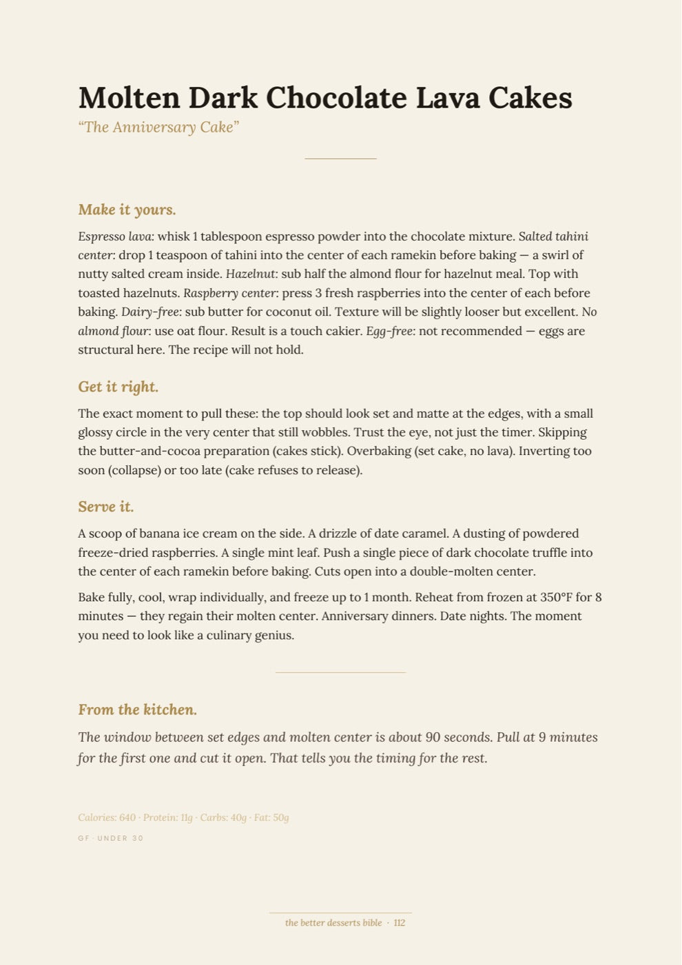 Macros page from The Better Desserts Bible