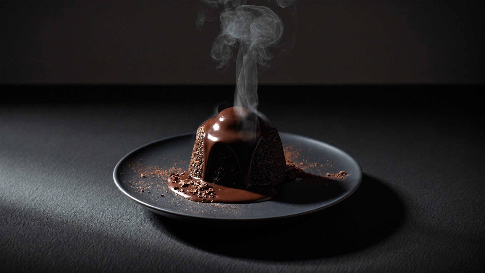Dark chocolate lava cake with molten centre